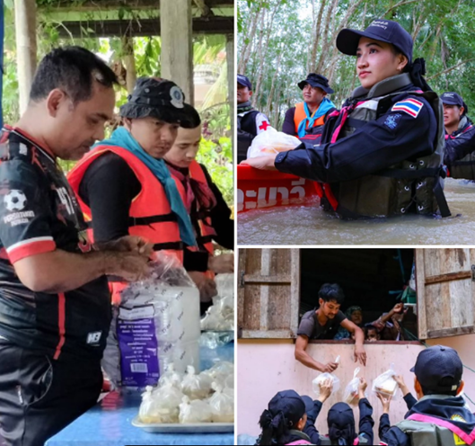 ทหารพราน 22 ลุยน้ำเข้าช่วยชุมชน มอบถุงยังชีพและอาหารพร้อมทาน