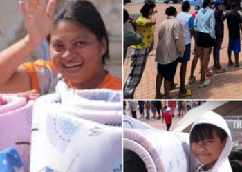 #โชคสมาน อ่วม! น้ำท่วมสูงจนมิดหลังคา กระทบกว่า 400 ครอบครัว สิ้นเนื้อประดาตัว ต้องต่อแถวรอรับที่นอน–ถุงกำลังใจจากอีจัน ที่วัดหาดใหญ่ใน